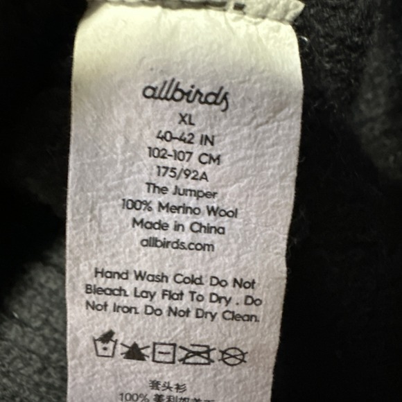 Allbirds Sweater Mens XL Black 100 Merino Wool The Jumper Crewneck Knit Pullover - Picture 7 of 7